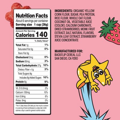 Backflip Strawberry Milk Shake Breakfast Cereal - 8oz