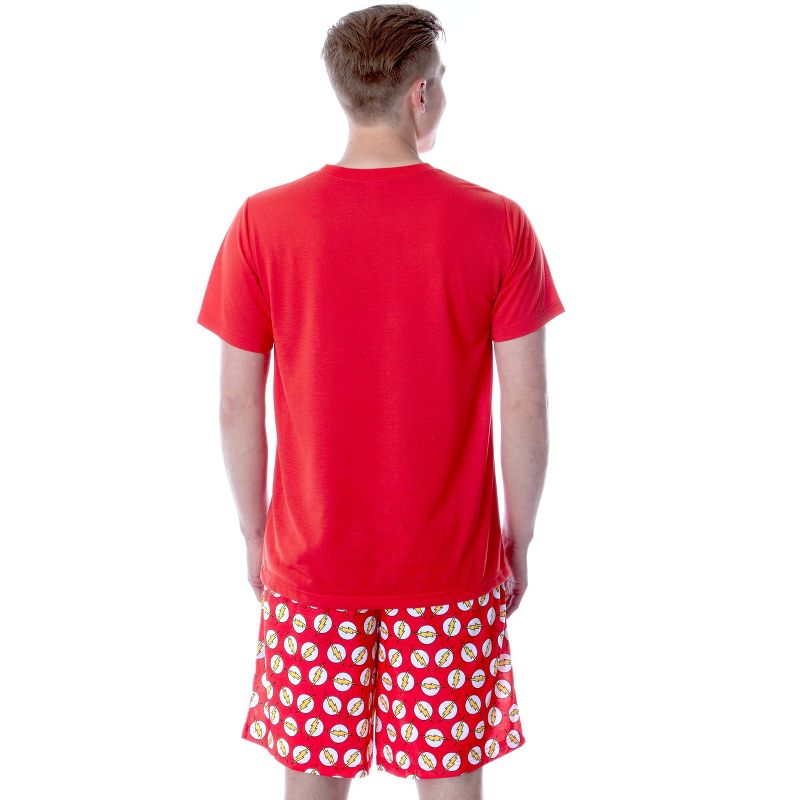 DC Comics Mens' The Flash Logo Short Sleeve Shirt Pajama Short Set Red, 4 of 6