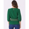 INSPIRE CHIC Women's 3/4 Sleeve Round Neck Smocked Waist Peplum Blouse - 3 of 4