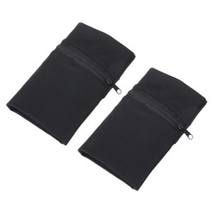 Unique Bargains Running Jogging Hiking Cycling Yoga Sports Sweatband Wrist Pouches 2 Pcs Black - 1 of 4