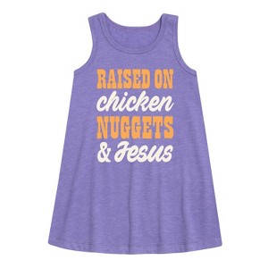 Girls' - Instant Message - Raised On Chicken Nuggets And Jesus Graphic Sleeveless Aline Dress - 1 of 4
