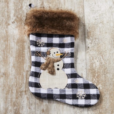 Lakeside Snowman Christmas Stocking with Faux Fur