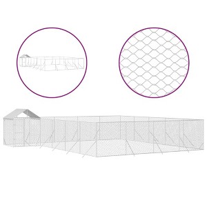 vidaXL Outdoor Dog Kennel Silver Galvanized Steel and Polyethylene - 1 of 4