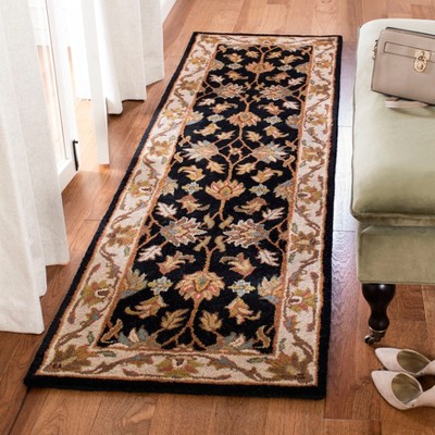 Hand-Tufted Black and Beige Wool Runner Rug, 2'3" x 10'