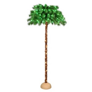 Puleo 6' Pre-Lit Artificial Palm Tree with Green and Clear Lights - 1 of 4