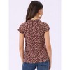 Allegra K Women's Summer Floral Chiffon Tie V Neck Ruffled Short Sleeve Shirt - 4 of 4