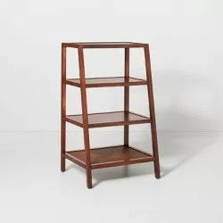 40" 4-Shelf Wood & Cane Transitional Ladder Bookshelf - Brown - Hearth & Hand™ with Magnolia