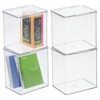 mDesign Plastic Desk Organizer Bin Box, Hinge Lid for Home Office, 4 Pack, Clear - 2 of 4