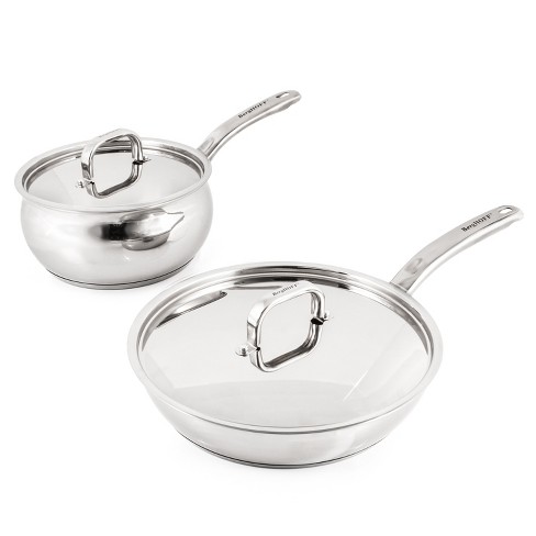 BergHOFF Belly Shape 3pc 18/10 Stainless Steel Fry Pan & Skillet Cookware Set with Glass Lid main image 0