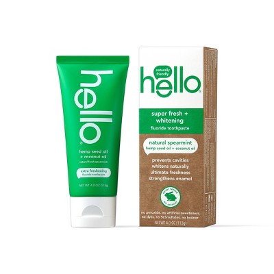 hello Extra Freshening Natural Spearmint Hemp Seed Oil + Coconut Oil Fluoride Toothpaste - 4oz