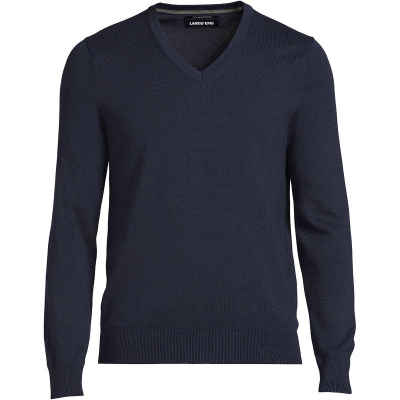 Lands' End Men's Classic Fit Fine Gauge Supima Cotton V-neck Sweater, 3 of 6