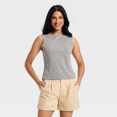 Women's Sculpt Boat Neck Tank Top - A New Day™ Gray XS : Target