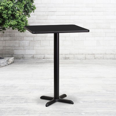 Black Laminate Square Bar Height Table with Metal Base