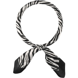 INSPIRE CHIC Women Zebra Printed Satin Large Square Silky Neck Scarves 1Pc - 1 of 4