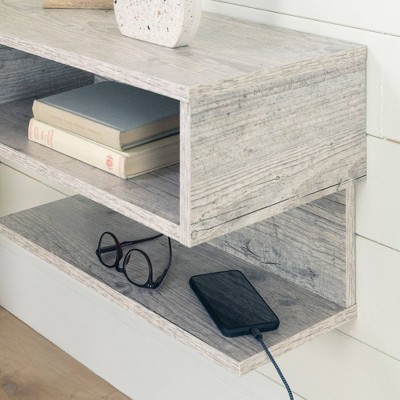 Sazena Seaside Pine Floating Nightstand with Open Shelf