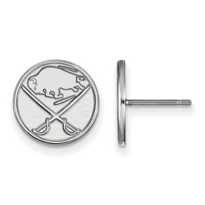 Black Bow Jewelry 14k White Gold Buffalo Sabres NHL Stud Earrings
