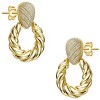 Guili Twisted Glamour 14K Gold Plated Cubic Zirconia Pave Rope Hoop Drop Earrings, a Bold Yet Classic Fashion Statement for Effortless Sophistication - 2 of 3