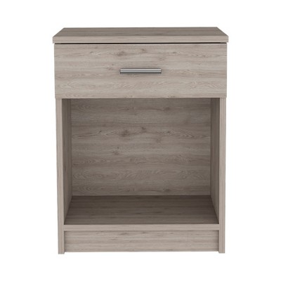 Vynxaria Nightstand - Single Drawer, Lower Shelf, Light Gray Finish, 21.49'' Superior Top, 15.2''W x 12.6''H Drawer