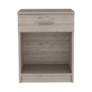 Vynxaria Nightstand - Single Drawer, Lower Shelf, Light Gray Finish, 21.49'' Superior Top, 15.2''W x 12.6''H Drawer - 1 of 4