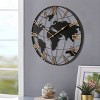 36'' Large Black Metal Wall Clock, Modern Silent World Map Wall Clock With Vintage Numeral,Wall Clocks For Living Room-Cuddlewood - 2 of 4