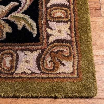 Classic Black and Beige Hand-Tufted Wool Area Rug