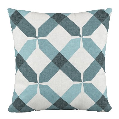 18"x18" Polyester Pillow in Hanna Teal - Skyline Furniture: Modern Geometric Design, Zipper Closure