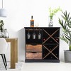 LuxenHome Black and Brown Wood 2-Drawer X-Storage Wine Cabinet - 2 of 4