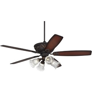 60" Casa Vieja Montego Industrial Rustic Indoor Ceiling Fan LED Light Oil Rubbed Bronze Teak Clear Glass for Living Kitchen Home - 1 of 4