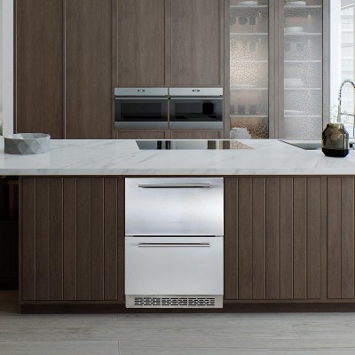 Acekool Under Counter Refrigerator, Dual Drawer Built-In Fridge, Touch Temp Control 33°F–50°F, Quiet Cooling, Front Vent, Basket Divider