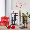 Sriracha Book Ends Heavy Duty, Decorative Black Bookends for Shelves, Window Lattice Design - 2 of 3
