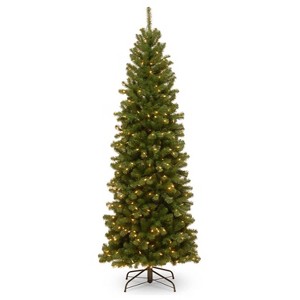 Prelit Pencil Christmas Tree with PVC Branch Tips, Lights, Foldable Stand, Full and Realistic Appearance for Christmas Decor - 1 of 1