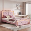 Whisen Twin Size Upholstered Platform Bed with Curved, Height-Adjustable Headboard and LED Light Strips - image 2 of 4