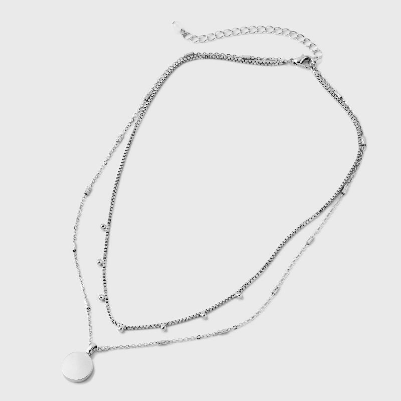 Ball and Medallion Layer Necklace - Universal Thread&#8482; Silver, 4 of 6