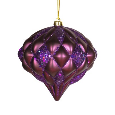 Vickerman 5.7" Matter-Glitter Diamond Onion Ornament