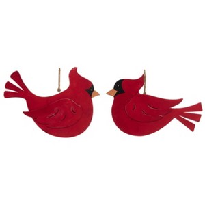 Transpac Plywood Cardinal Bird Ornament Set of 2 Christmas Home Decorations - 1 of 1