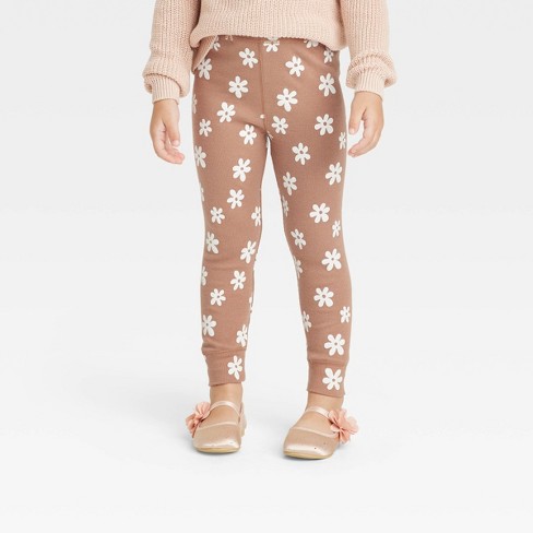 Grayson Collective Toddler Girls' Floral Ribbed Leggings - Brown : Target