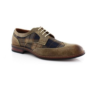 Ferro Aldo Mens Julian MFA19266A Wing-tip Plaid Spectator Derby Dress Shoes - 1 of 4