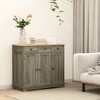Okak Barn Door Style Buffet Cabinet with Storage for Living Room 34.5" Farmhouse Kitchen Sideboard Cabinet with Adjustable Shelf - 2 of 4