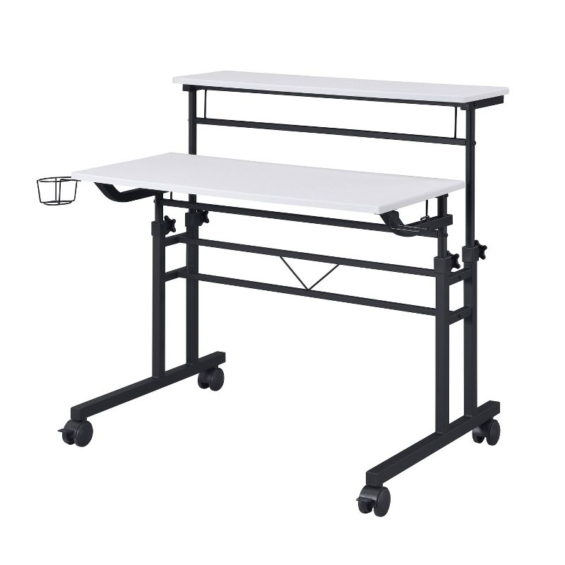 Rolling Writing Desk with Height Adjustable Desktop and Moveable Shelf - Techni Mobili, 3 of 11