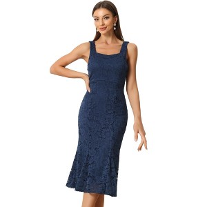 Allegra K Women's Wedding Guest Sleeveless Evening Lace Dress with Open Front Shrug 2 Pcs Outfits Sets - 1 of 4