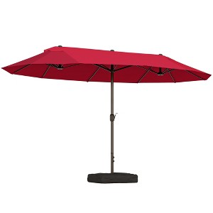Outsunny 15ft Patio Umbrella Double-Sided Outdoor Market Extra Large Umbrella with Crank Handle for Deck, Lawn, Backyard and Pool - 1 of 4
