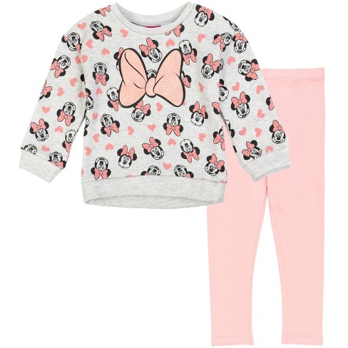 Disney Minnie Mouse Fleece Pullover Sweatshirt Pants Set Gray : Target