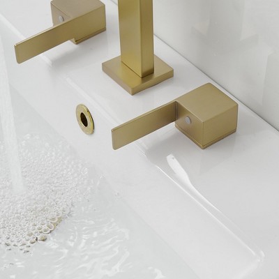 Brushed Gold Widespread Double Handle Mid-Arc Bathroom Faucet