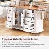 YOOCOZZ Rustic Rolling Kitchen Island with Rubber Wood Drop Leaf, Storage Cabinets, Drawers, and Power Outlet - 3 of 4