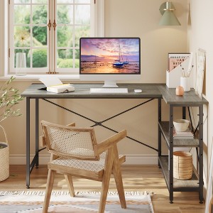 Bestier Reversible L Shaped Computer Desks, Work Desk with Adjustable Shelves - 1 of 4