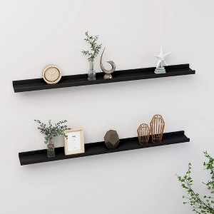 vidaXL Wall Shelves 2 pcs Black 39.4Inchx3.5Inchx1.2Inch - 1 of 4