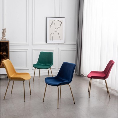 Roundhill Furniture Aufurr Modern Velvet Dining Chair, Gold, Set of 2