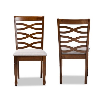 Modern Grey Fabric and Walnut Wood Upholstered Dining Chair Set