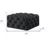 33"  Blue Velvet Rolling Tufted Cocktail Ottoman - 3 of 4