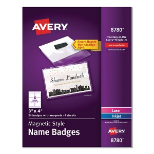 Avery Magnetic Style Name Badge Kit, Horizontal, 4 x 3, White, 24/Pack - 1 of 2